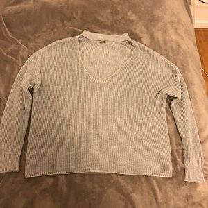 Poof Gray Choker Sweater